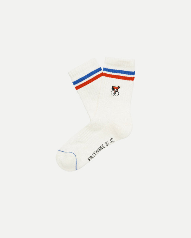 Crew Sock Ivory Blue Red