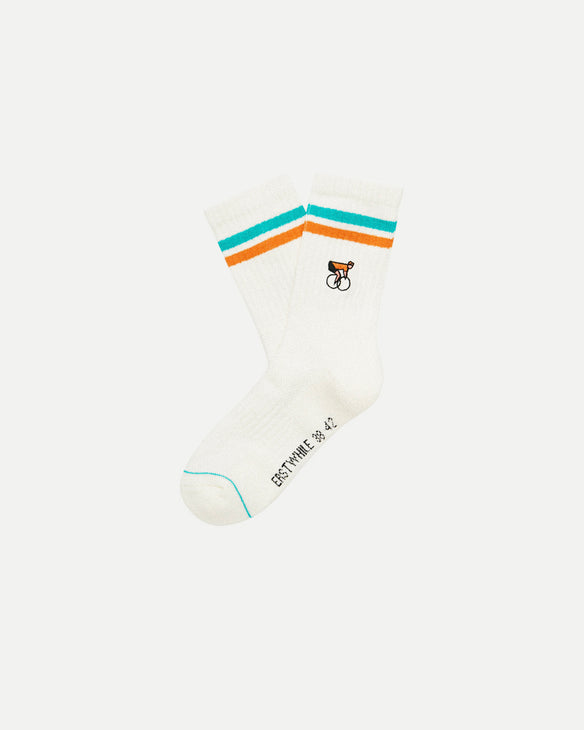 Crew Sock Ivory Green Orange