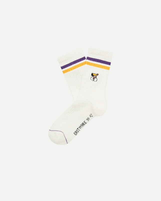 Crew Sock Ivory Purple Gold
