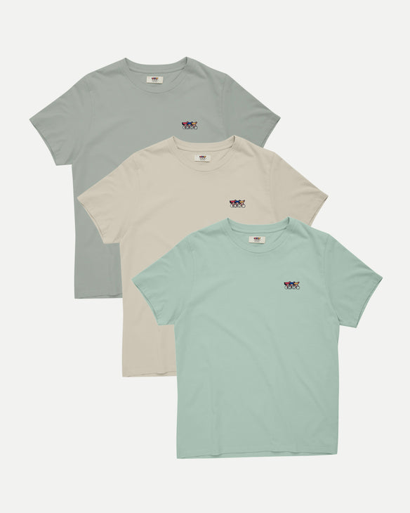 3-Pack Tees - Sage, Olive, Green