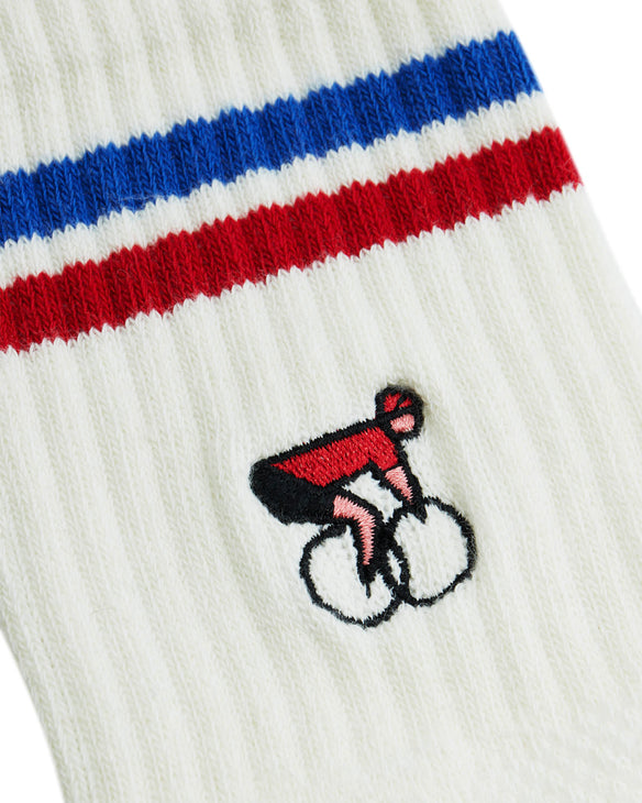 Crew Sock Ivory Blue Red