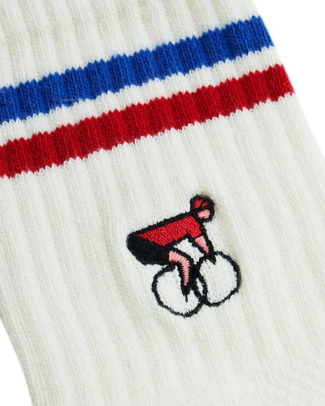 Crew Sock Ivory Blue Red