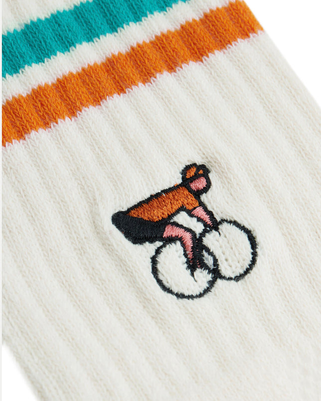 Crew Sock Ivory Green Orange