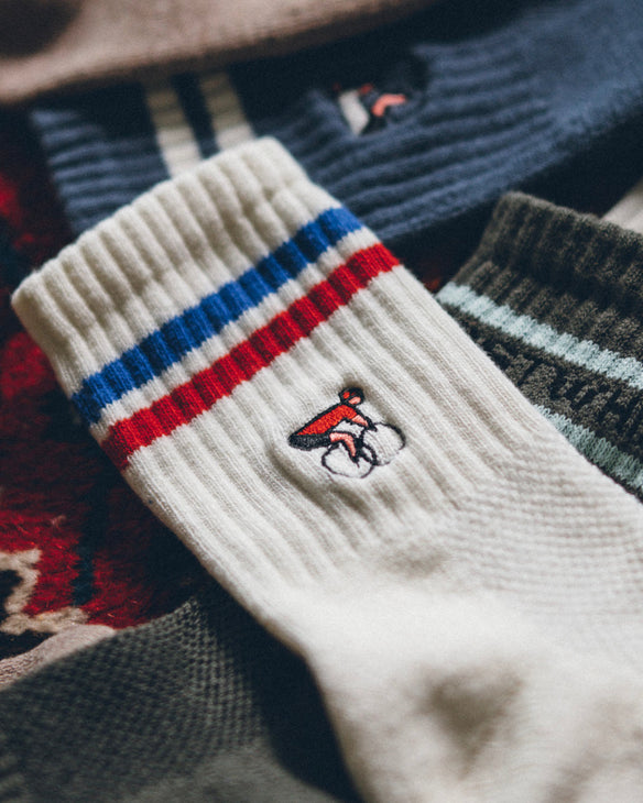 Crew Sock Ivory Blue Red