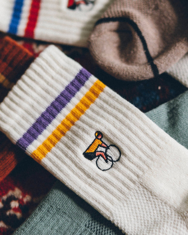 Crew Sock Ivory Purple Gold
