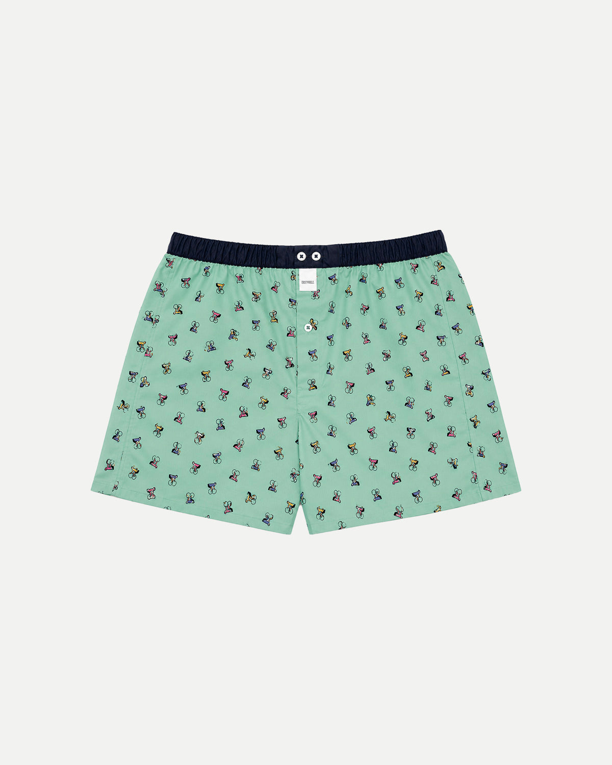 Mint boxer shorts by Erstwhile, front view