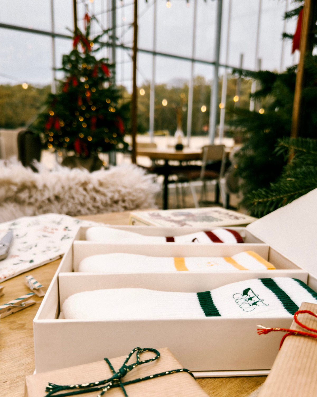 Detail of the Erstwhile gift box with logo socks