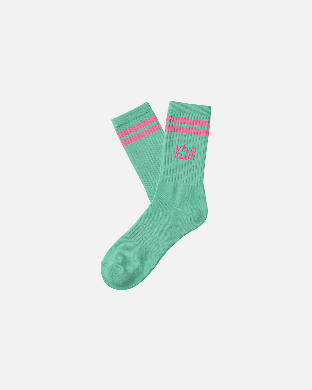 Green Vélo Klub socks, front view