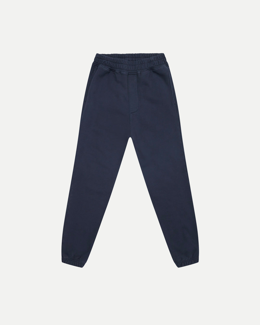 Navy sweatpants by Erstwhile, front view