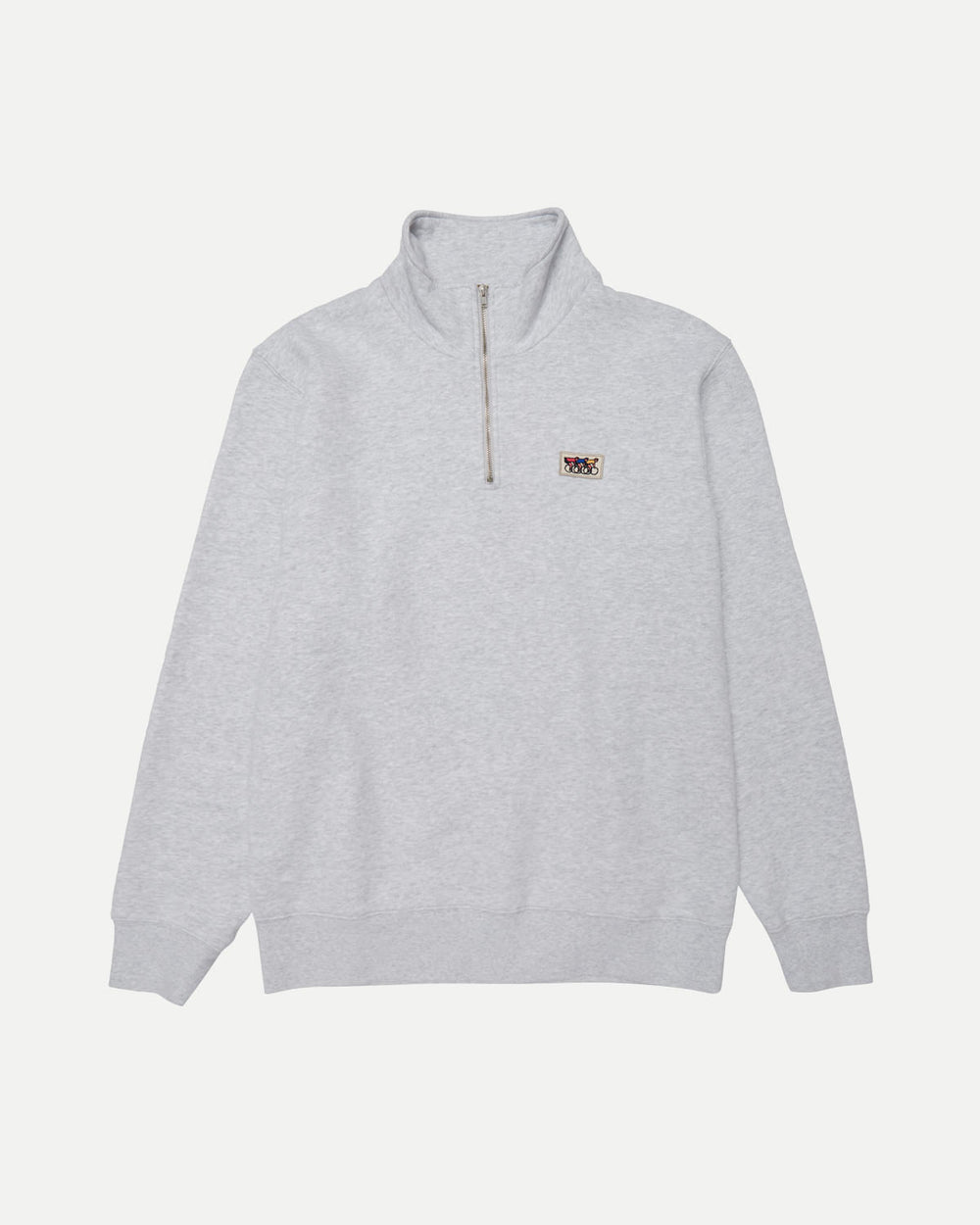 Light grey zip sweatshirt by Erstwhile, front view