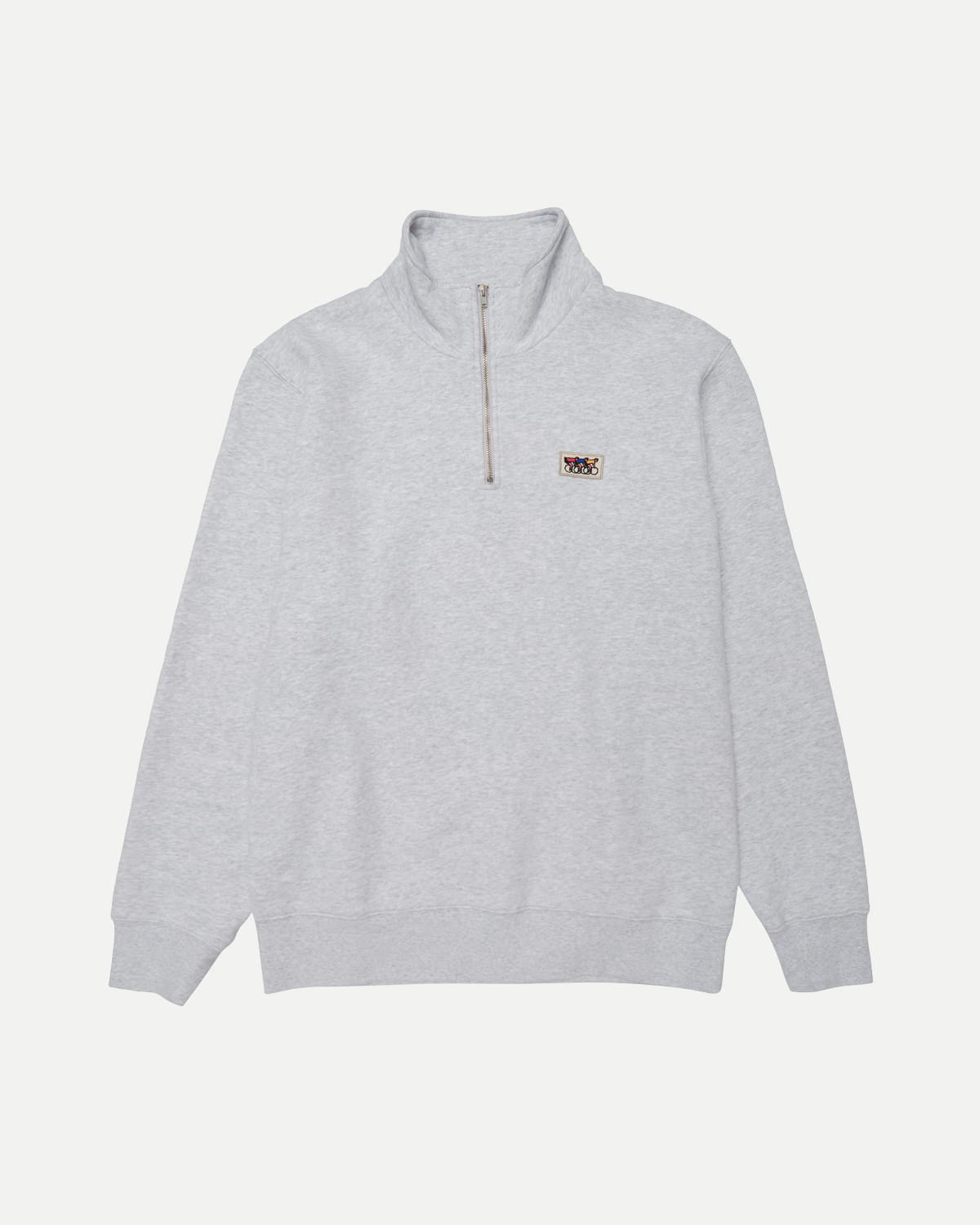 Light grey zip sweatshirt by Erstwhile, front view
