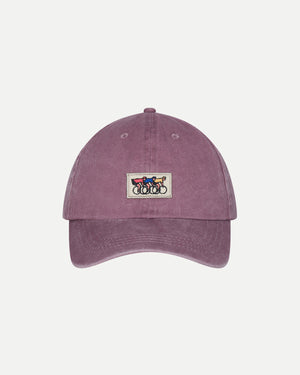 Dusky Orchid twill cap by Erstwhile, front view