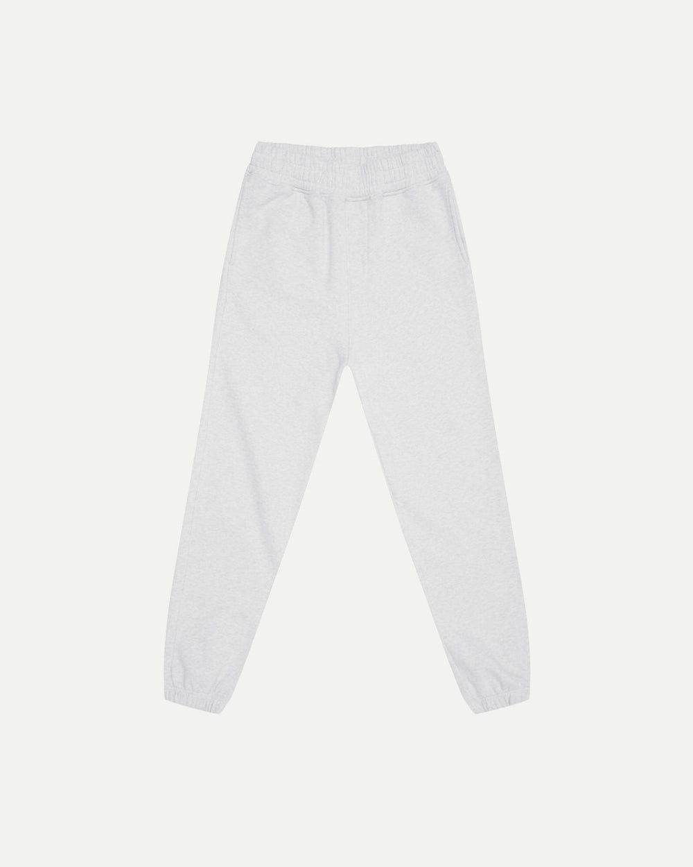 Light grey sweatpants by Erstwhile, front view