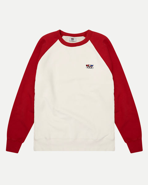White and red sweatshirt outlet