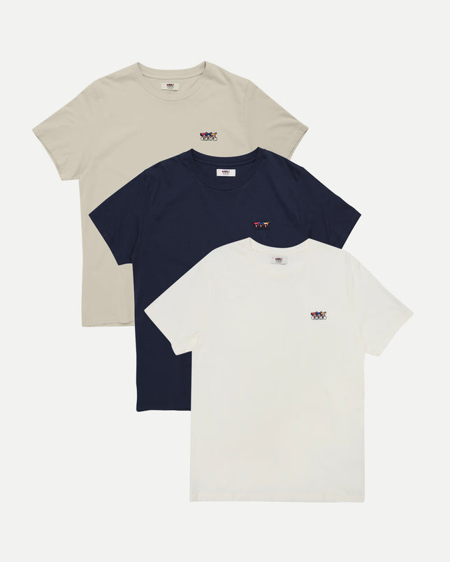 3-Pack Tees - Olive, Navy, Off White