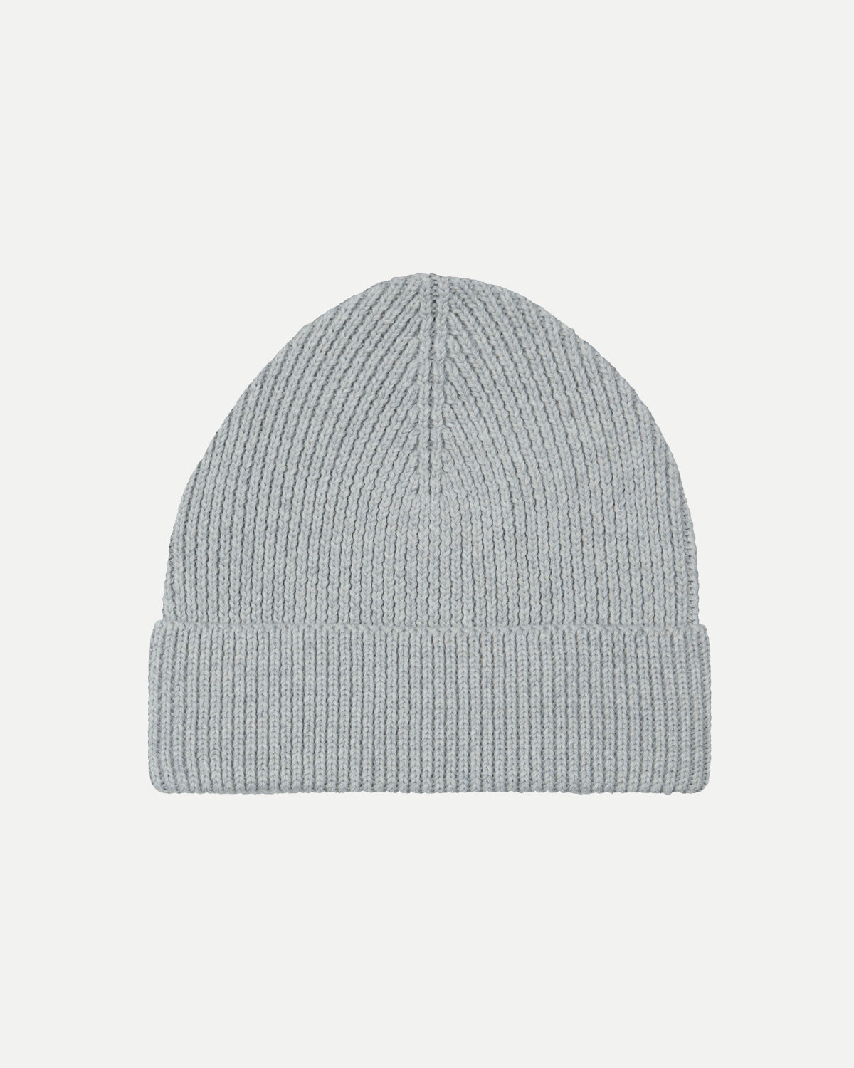 Back of the grey mélange knitted beanie