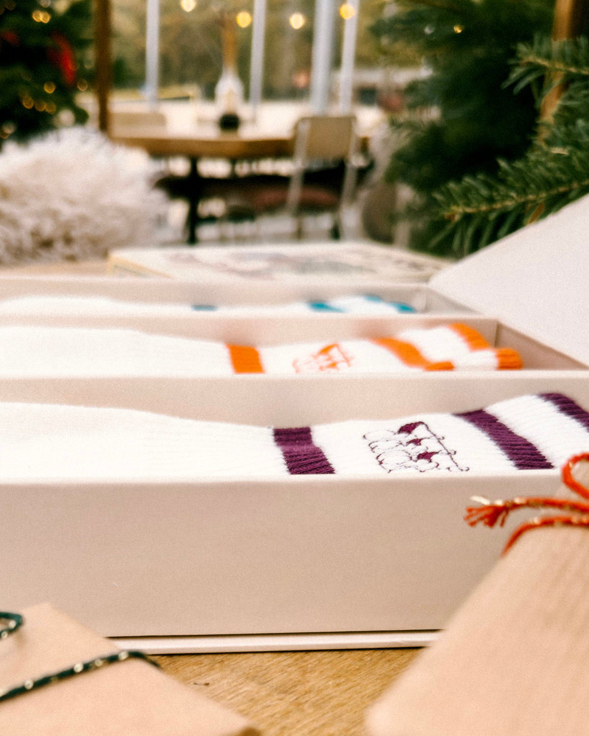 Detail of the Erstwhile gift box with logo socks