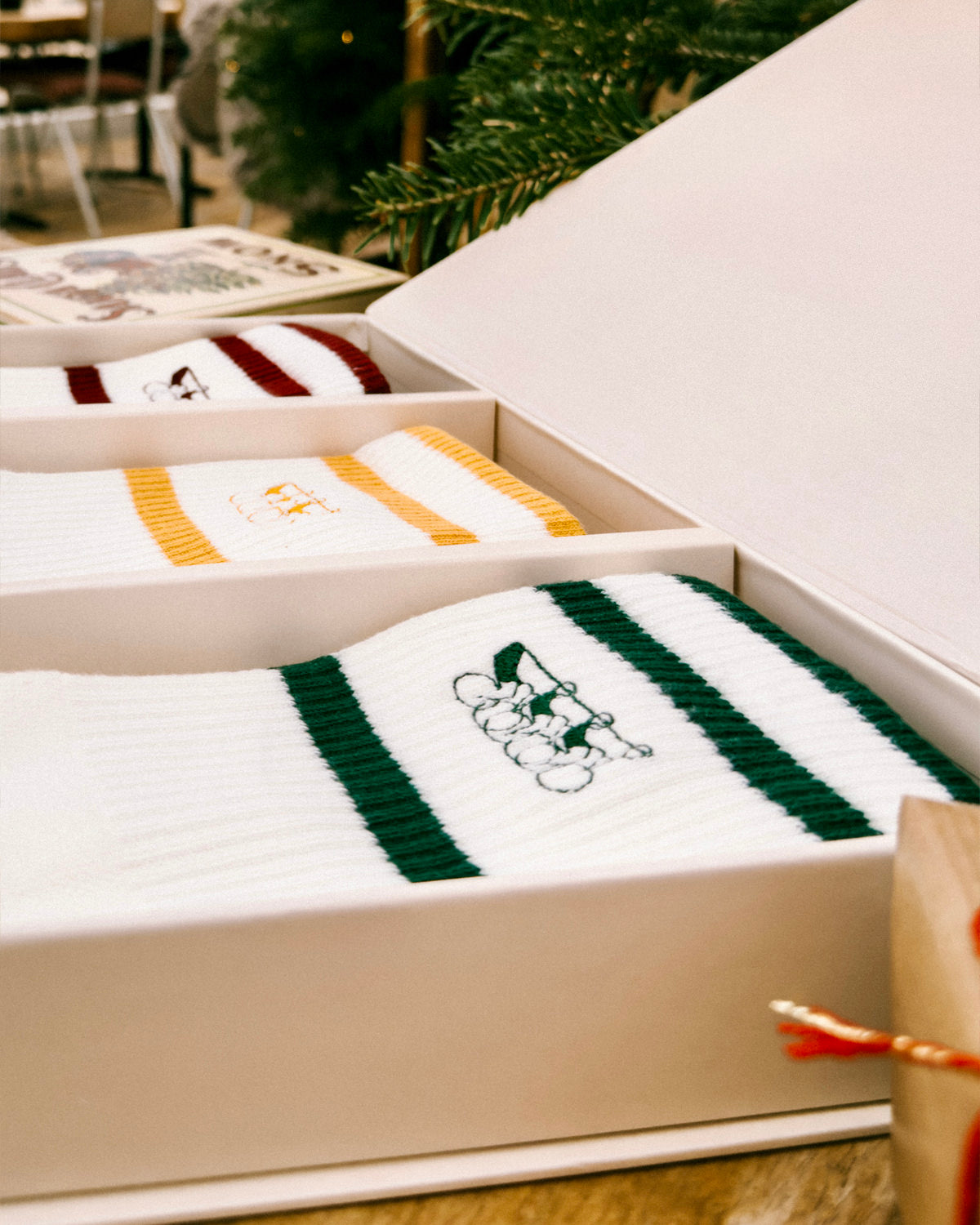 Detail of the Erstwhile gift box with logo socks
