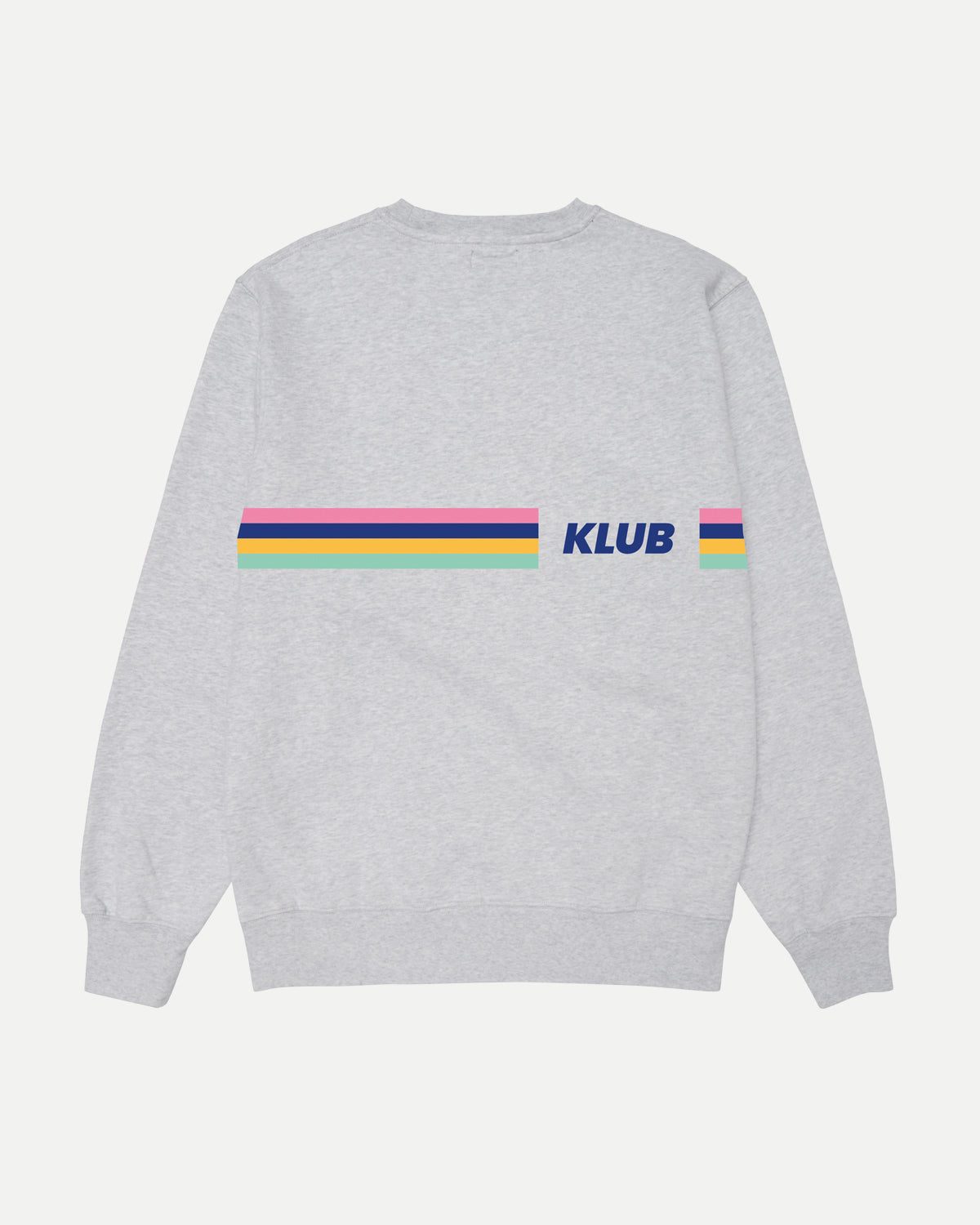 Back of the striped Vélo Klub sweatshirt