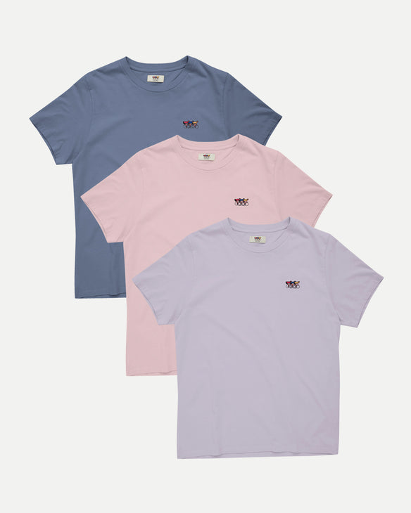 3-Pack Tees - Breezy Blue, Veiled Rose, Purple Ash