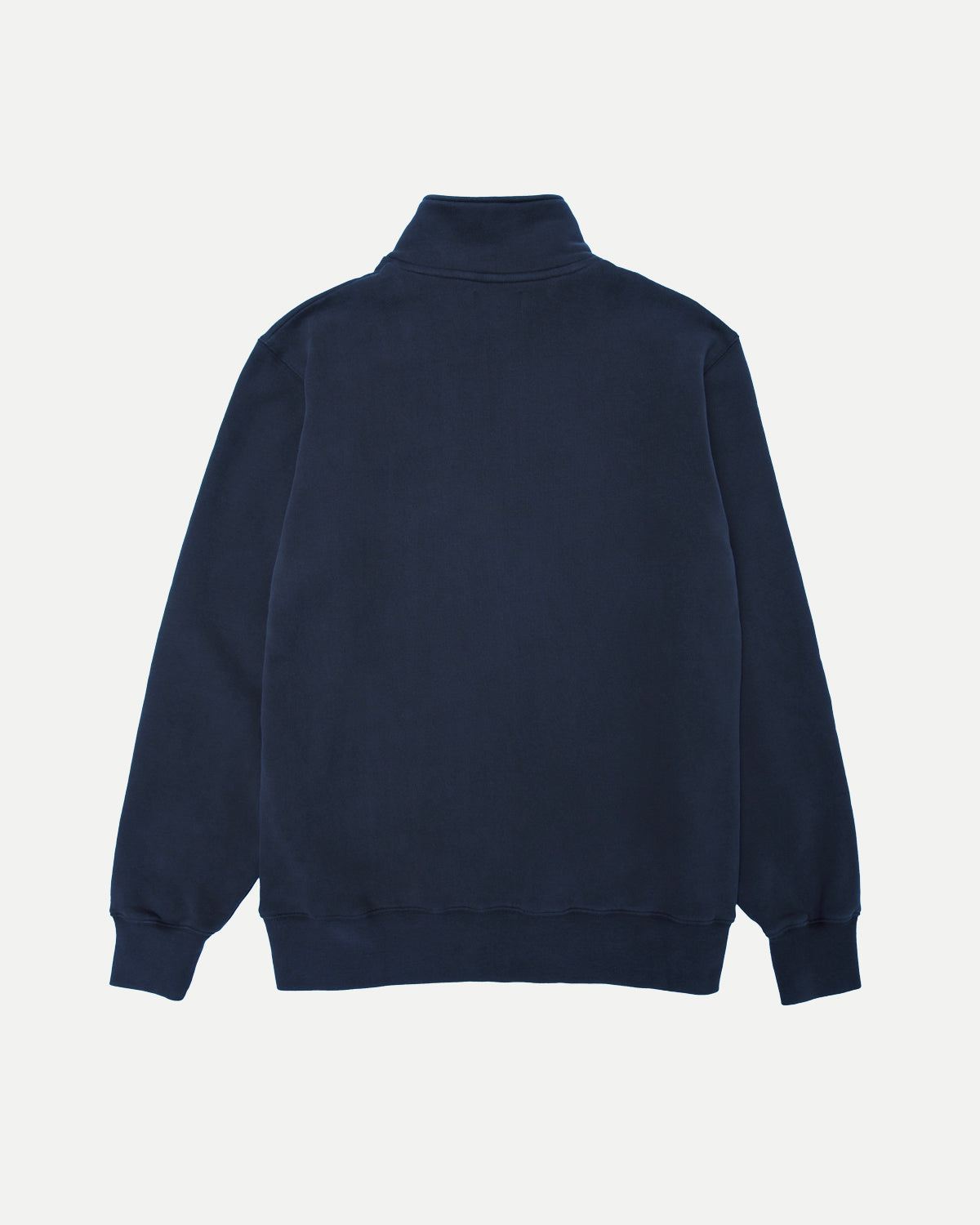 Back of the navy zip sweatshirt