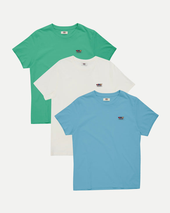 3-Pack Tees - Dusty Green, Off White, Laguna Blue