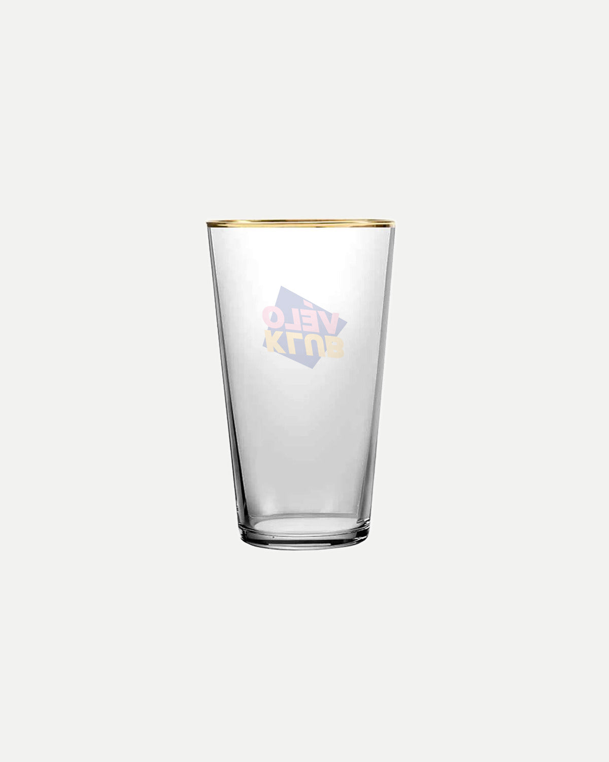 Vélo Klub glass with logo, seen from the other side